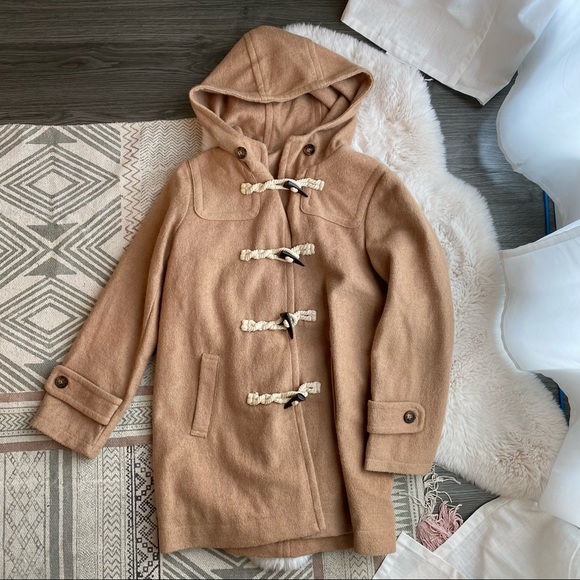 Women’s Wool Blend Hooded Tan peacoat - Picture 5 of 8